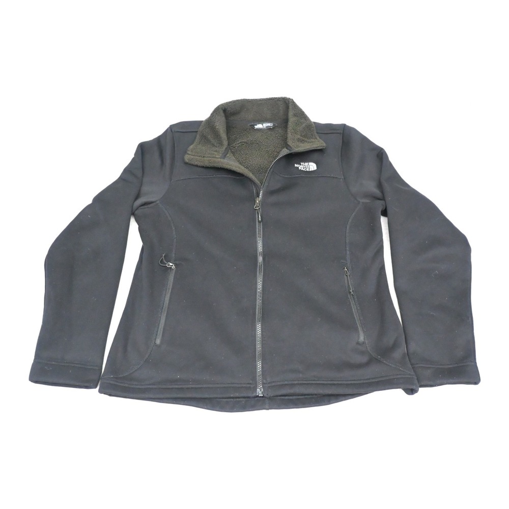 The North Face Womens L Black High Pile Fleece Jacket Full Zip Stand Collar